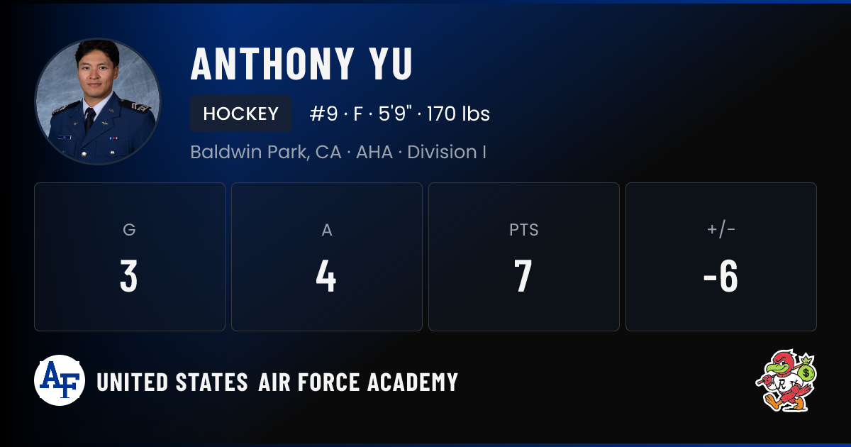 Anthony Yu United States Air Force Academy Hockey NIL Deal | RallyFuel