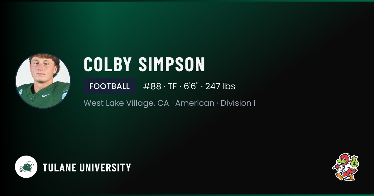 Colby Simpson Tulane University | Green Wave Football NIL Deal | RallyFuel