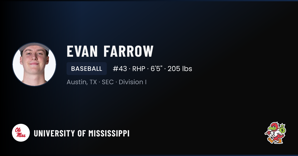 Evan Farrow University of Mississippi Baseball NIL Deal | RallyFuel