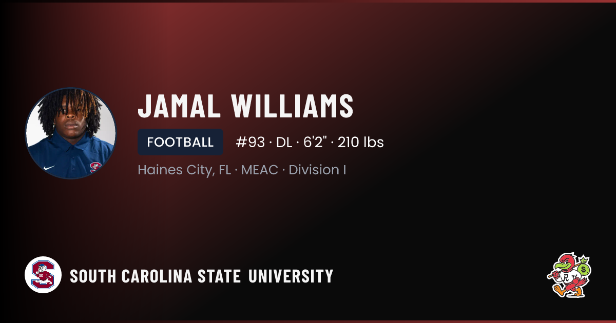 Jamal Williams South Carolina State University Football NIL Deal ...