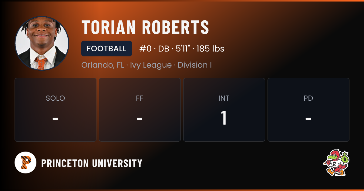 Torian Roberts Princeton University | Tigers Football NIL Deal | RallyFuel
